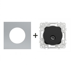 Odace Prise TV simple S940445 + plaque Titane-noir