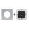 Odace Prise TV simple IEC 9,52 mm + plaque Titane-noir