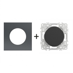 Odace Interrupteur/poussoir S940204 + plaque Perle Noire