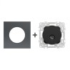 Odace Prise TV simple IEC 9,52 mm + plaque Perle Noire