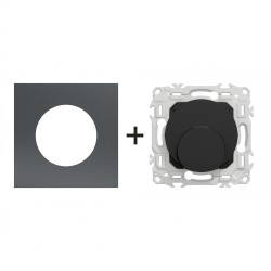 Odace Sortie de câble S940662 + plaque Perle Noire