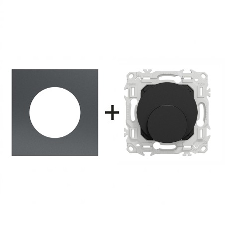 Odace Sortie de câble de 6 à 12 mm de diamètre + plaque Perle Noire