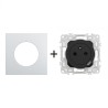 Odace Prise de courant 2P 250 V CA, 50 Hz + plaque Alu-noir