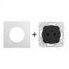 Odace Prise de courant 2P+T 250 V CA, 50 Hz + plaque Alu-noir