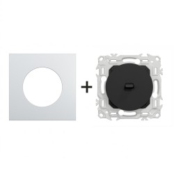 Odace Inter/poussoir à levier S940203 + plaque Alu-noir