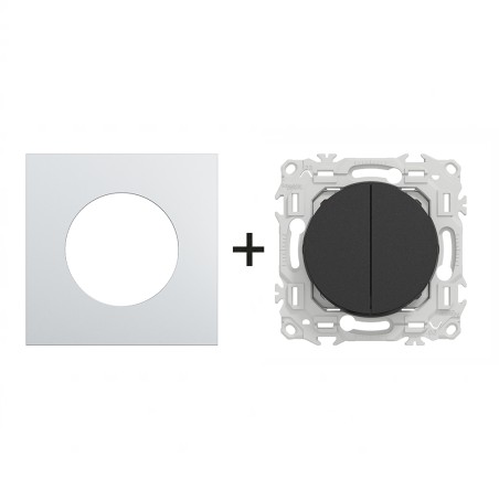 Odace Double inter/BP + plaque Alu-noir