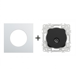 Odace Prise TV simple S940445 + plaque Alu-noir