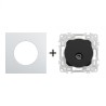 Odace Prise TV simple coaxiale IEC 9,52 mm + plaque Alu-noir