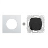 Odace Sortie de câble + plaque Alu-noir
