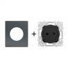 Odace Prise de courant 2P Architecte Perle Noire 250 V CA, 50 Hz