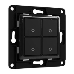 Interrupteur mural quadruple noir pour micromodule SHELLY