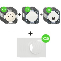 Dooxie Lot PRO 20 prises + 5 RJ45 + 5 va-et-vient + 30 plaques