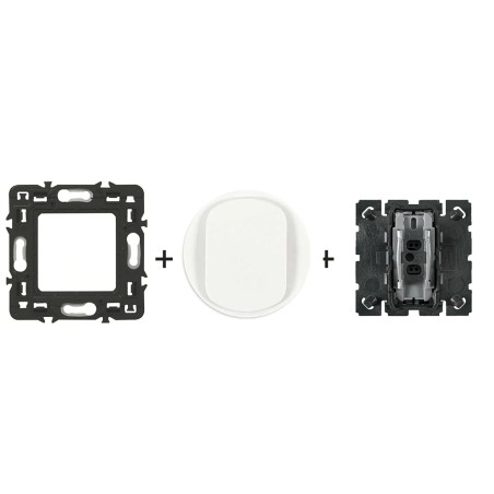 Céliane Poussoir inverseur + enjoliveur Blanc 250 V~ 10 AX IP20