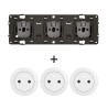 Céliane Prise triple 2P+T 16A CM0113 + 3 enjoliveurs Blanc