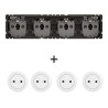 Céliane Prise quadruple 2P+T CM0114 + 4 enjoliveurs Blanc