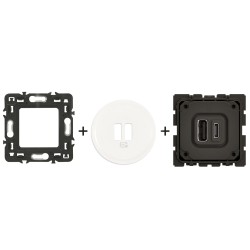 Céliane Chargeur USB double A-C CM0153 +  enjoliveur Blanc