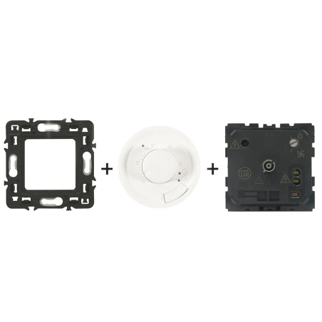 Céliane Thermostat ambiance Contacts NO / NF + enjoliveur Blanc