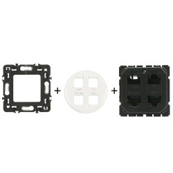 Céliane Prise RJ45 quadruple CM0348 + enjoliveur Blanc