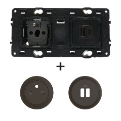 Céliane Prise et chargeurs USB CM0143 + 2 enjoliveurs Noir