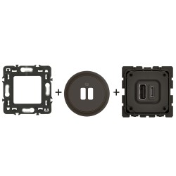 Céliane Chargeur USB double A-C CM0153 + enjoliveur Noir