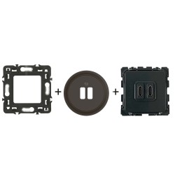Céliane Chargeur USB double C CM0154 + enjoliveur Noir