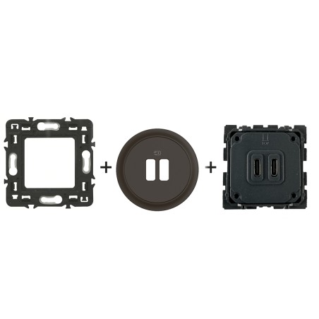 Céliane Chargeur USB double C + enjoliveur Noir