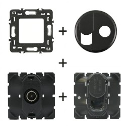 Céliane Prise TV-RJ45 CM0345 + CM0382 + enjoliveur Noir