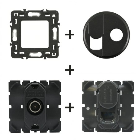 Céliane Prise TV-RJ45 + enjoliveur Noir