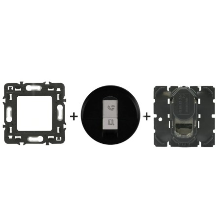 Céliane Prise RJ45 Cat 6A STP + enjoliveur Noir