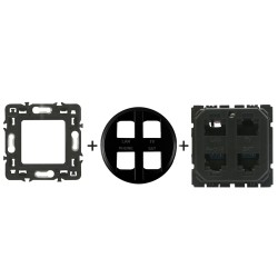 Céliane Prise RJ45 quadruple CM0348 + enjoliveur Noir