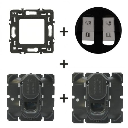 Céliane Prise RJ45 double 2 × CM0345 + enjoliveur Noir