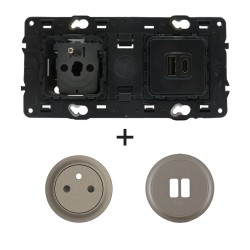Céliane Prise et chargeurs USB CM0143 + enjoliveurs Titanium