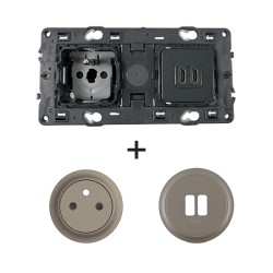 Céliane Prise et chargeurs USB CM0145 + enjoliveurs Titanium