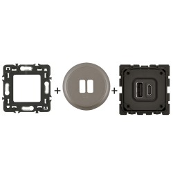 Céliane Chargeur USB double CM0153 +  enjoliveur Titanium