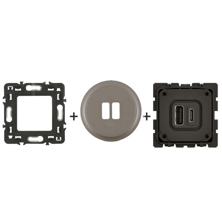 Céliane Chargeur USB double + enjoliveur Titanium
