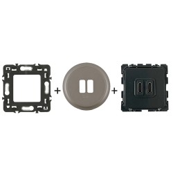 Céliane Chargeur USB double C CM0154 + enjoliveur Titanium