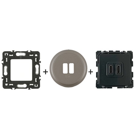 Céliane Chargeur USB double C + enjoliveur Titanium