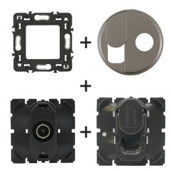 Céliane Prise TV-RJ45 CM0345 + CM0382 + enjoliveur Titanium