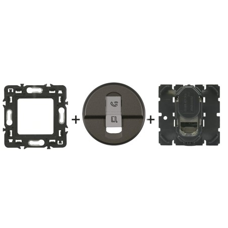Céliane Prise RJ45 Cat 6A STP + enjoliveur Titanium