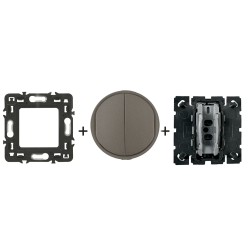 Céliane Interrupteur double 2 × CM0001 + enjoliveur Titanium