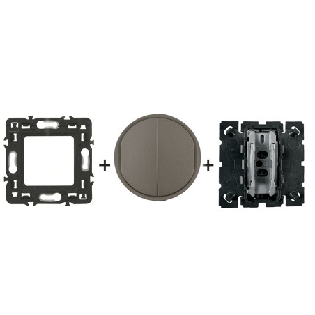 Céliane Interrupteur double 2 × CM0001 + enjoliveur Titanium