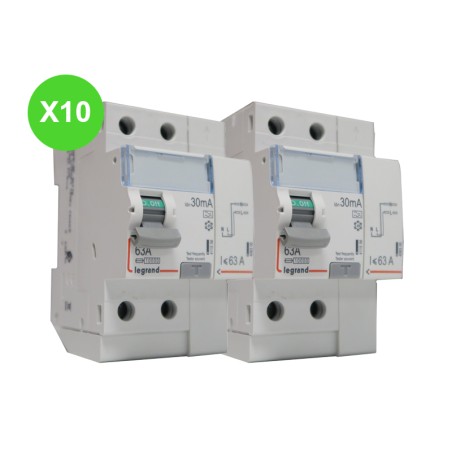Inter différentiel 2P 63A A 30mA Lot de 10 Pièce