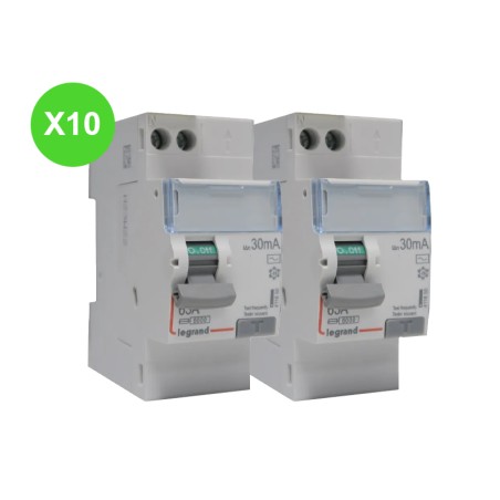 Inter différentiel 2P 63A AC 30mA Lot de 20 Pièce