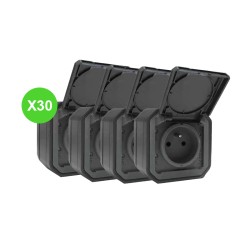 Plexo Prise 2P+T saillie Anthracite 069791L - Lot 30 Pcs