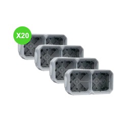 Plexo Boitier 2 postes saillie Gris 069672L - Lot 20 Pcs