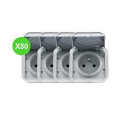 Plexo Prise 2P+T composable Gris 069551L - Lot 50 Pcs
