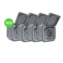 Plexo Prise 2P+T saillie Gris 069731L - Lot 50 Pcs
