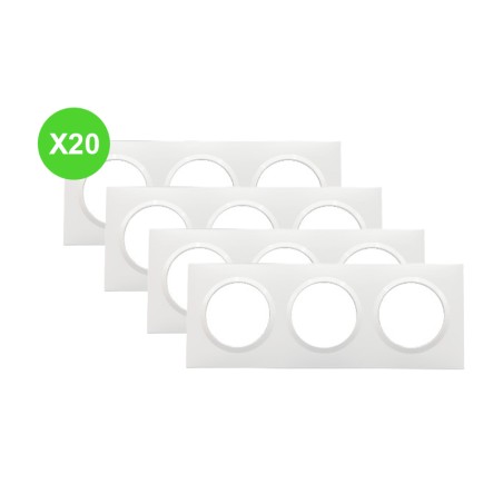 Dooxie Plaque carrée Blanc 3 postes Thermoplastique Lot 20 Pcs