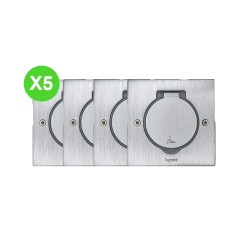 Platine de sol carrée à équiper Inox 089700 Lot 5 Pcs