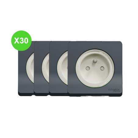 Mureva Prise 2P+T Compo gris Lot 30 Pcs